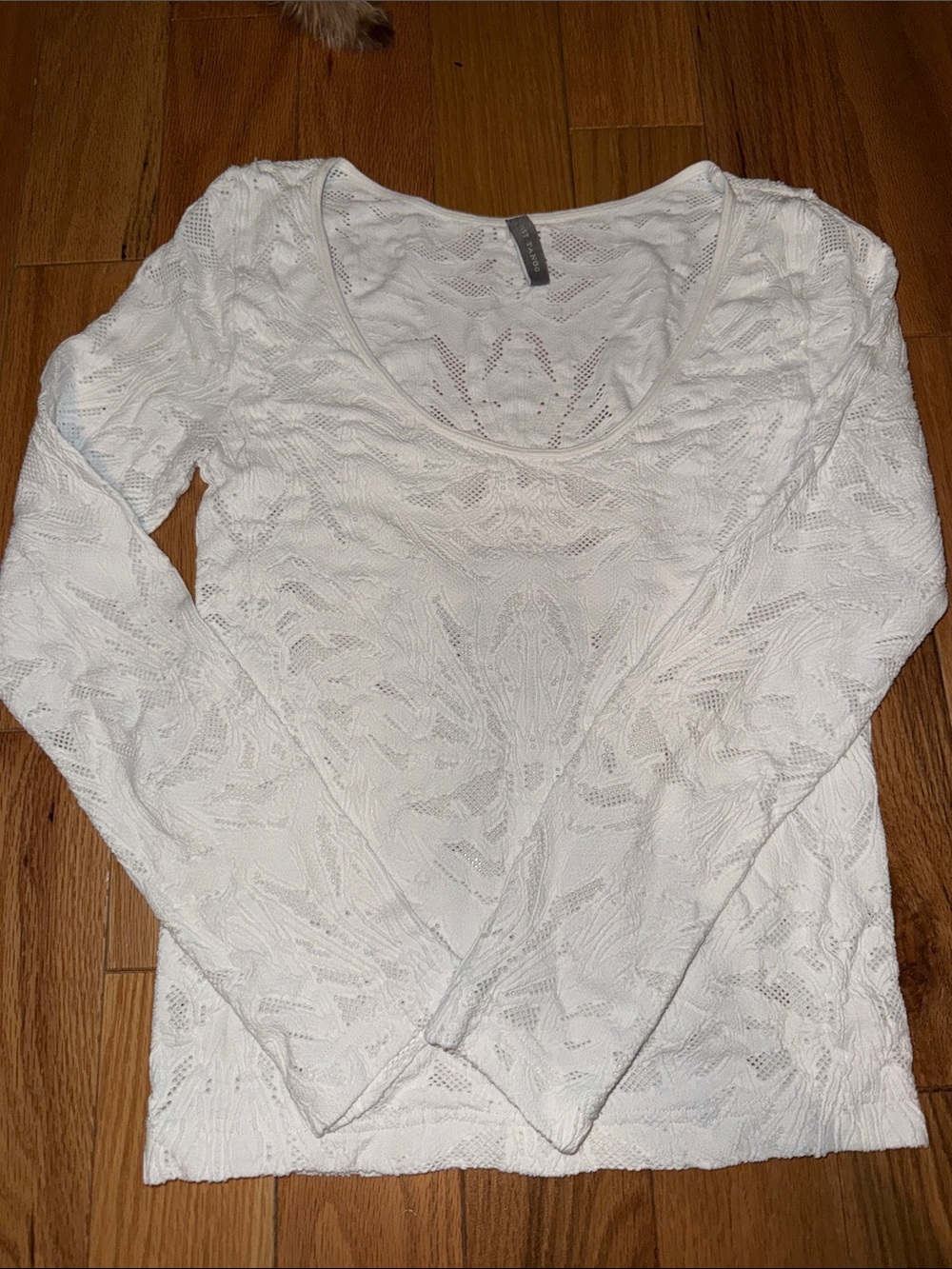 Last Tango White Lace Scoop-Neck Long Sleeve Top Size M/L
